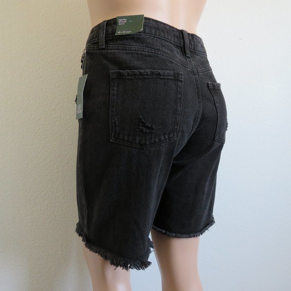 Wild Fable Jean Women's Distressed High Rise Bermuda Shorts Size 12 NWT - Picture 2 of 4